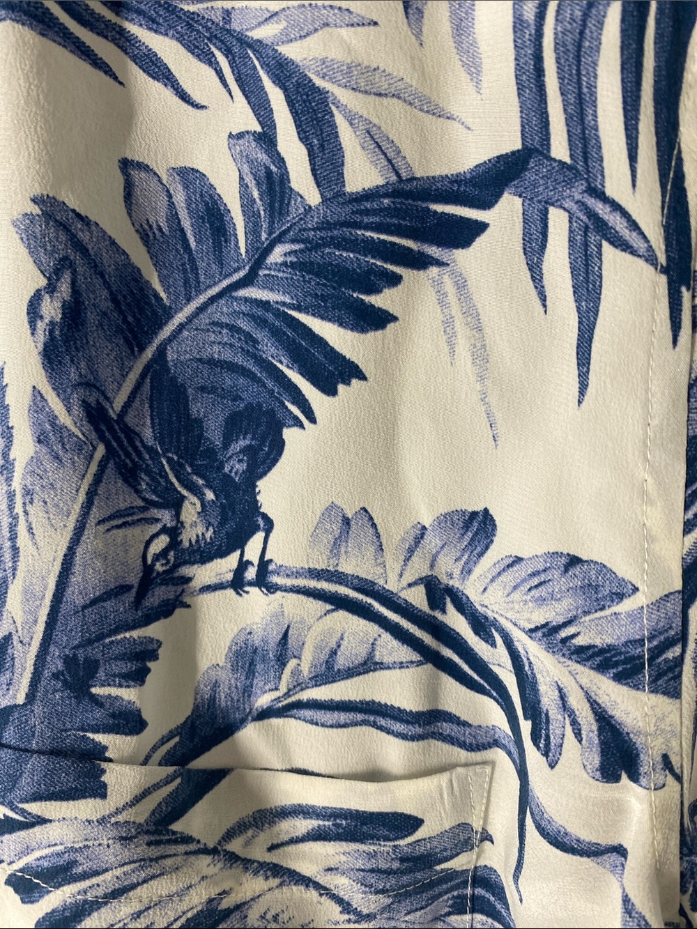 Equipment Silk Tropical Print Blouse White Blue Tie Front Shirt NWT - Picture 4 of 6
